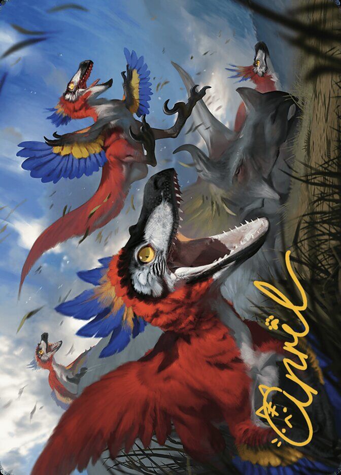 Art Series: The Lost Caverns of Ixalan #77 Wrathful Raptors Art Card (Gold-Stamped Signature)